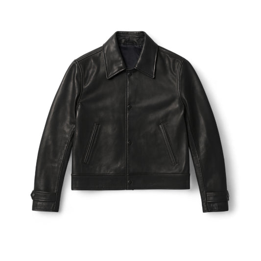 Classic Button Leather Jacket