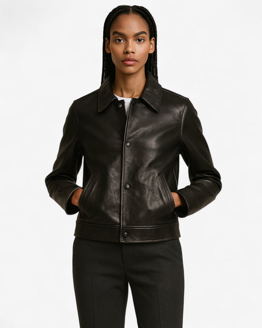 Classic Button Leather Jacket