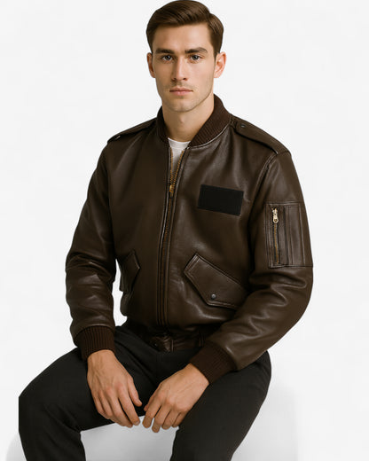 Classic Aviator Leather Bomber